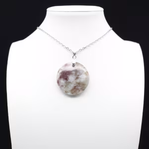 Round Pendant with Pink Tourmaline Inclusion