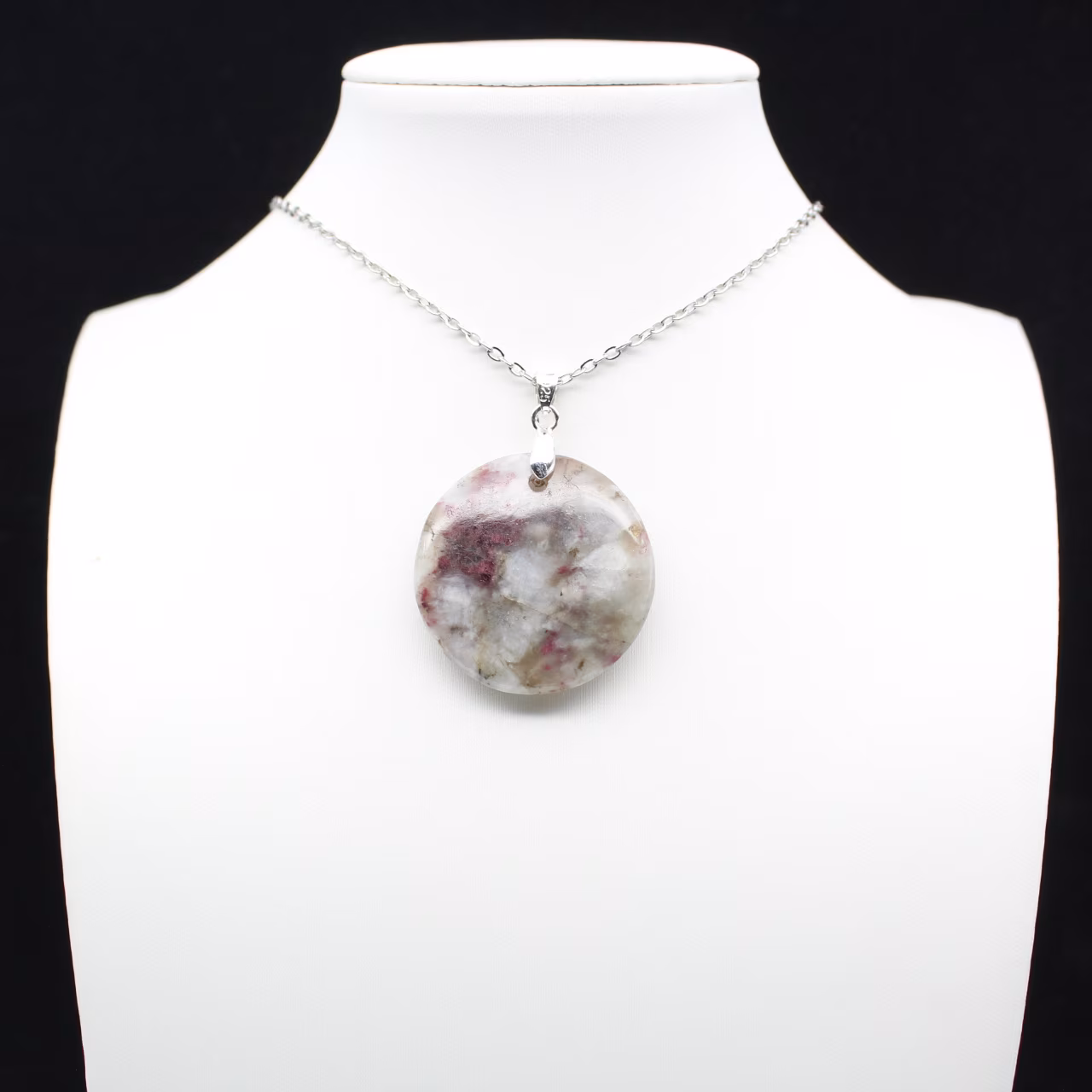 Round Pendant with Pink Tourmaline Inclusion