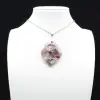 Leaf Pendant with Pink Tourmaline Inclusion - 0