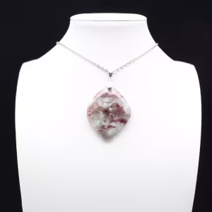 Leaf Pendant with Pink Tourmaline Inclusion