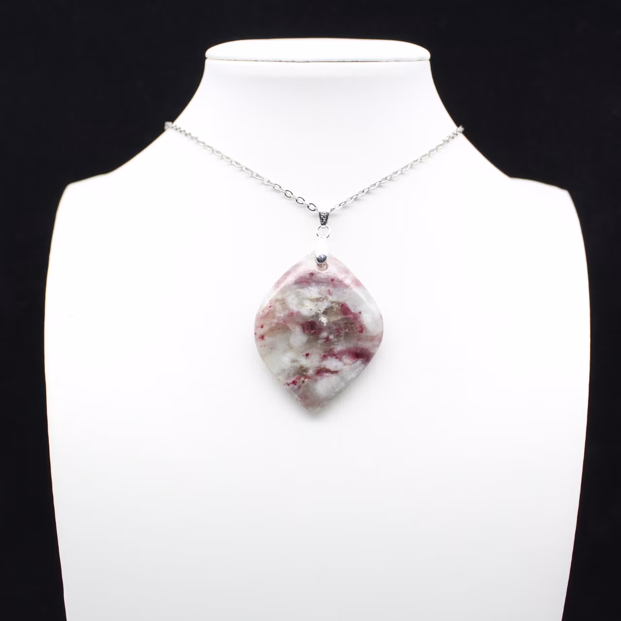 Leaf Pendant with Pink Tourmaline Inclusion