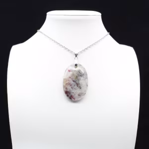 Oval Pendant with Pink Tourmaline Inclusion Pink