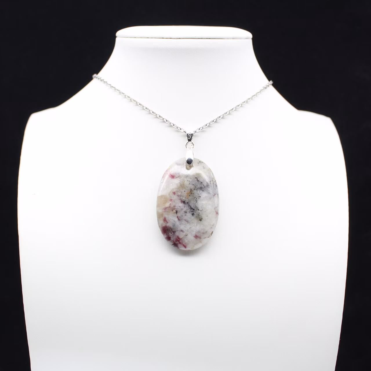 Oval Pendant with Pink Tourmaline Inclusion Pink