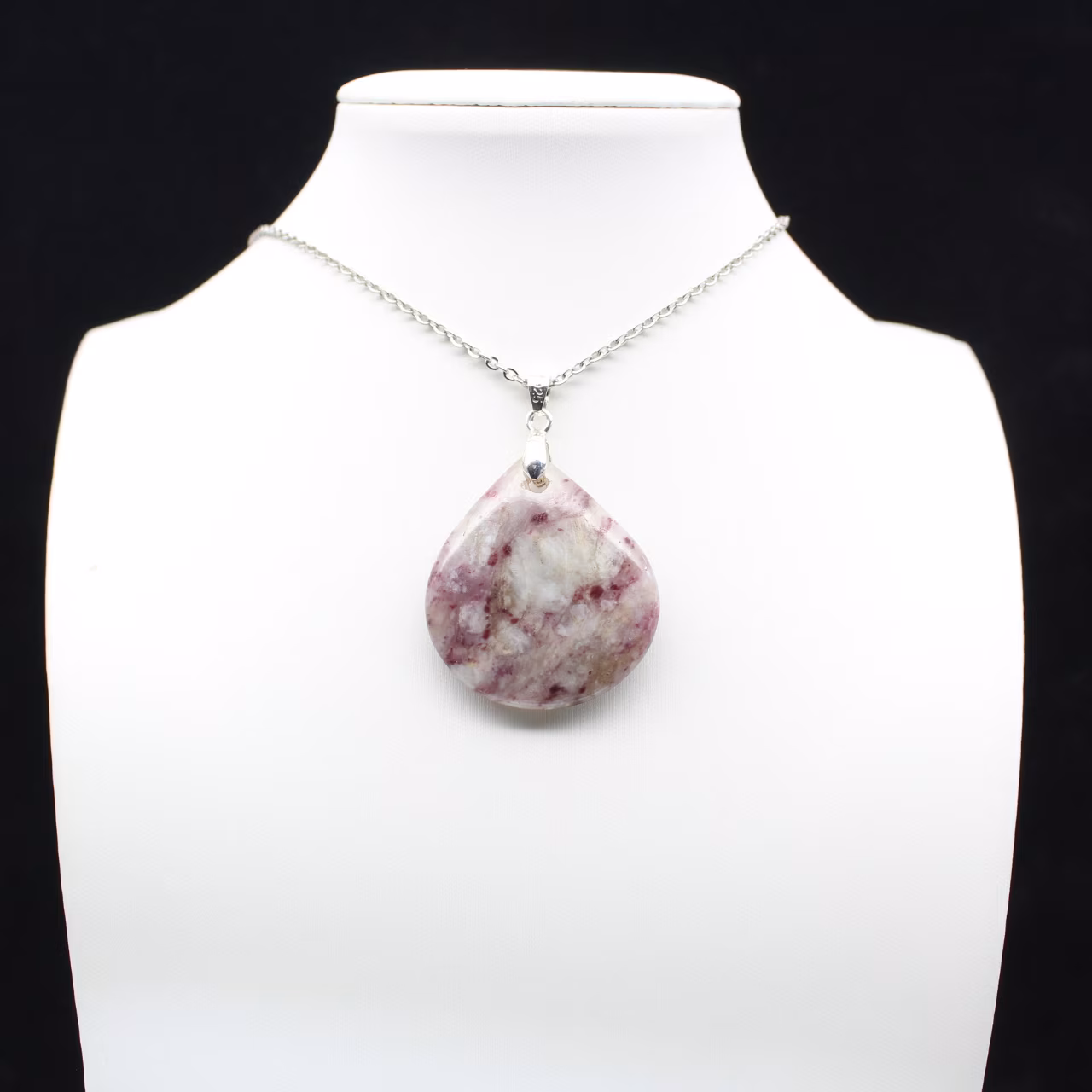 Pink Tourmaline Inclusion Drop Pendant