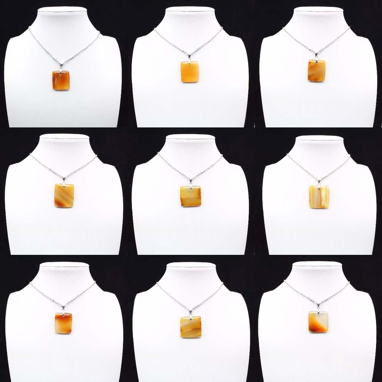 Square carnelian pendant