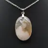 Oval Flower Agate Pendant - 2