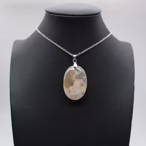 Oval Flower Agate Pendant