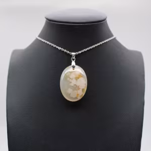 Oval Flower Agate Pendant