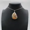 Teardrop Flower Agate Pendant - 0