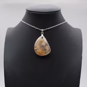 Teardrop Flower Agate Pendant