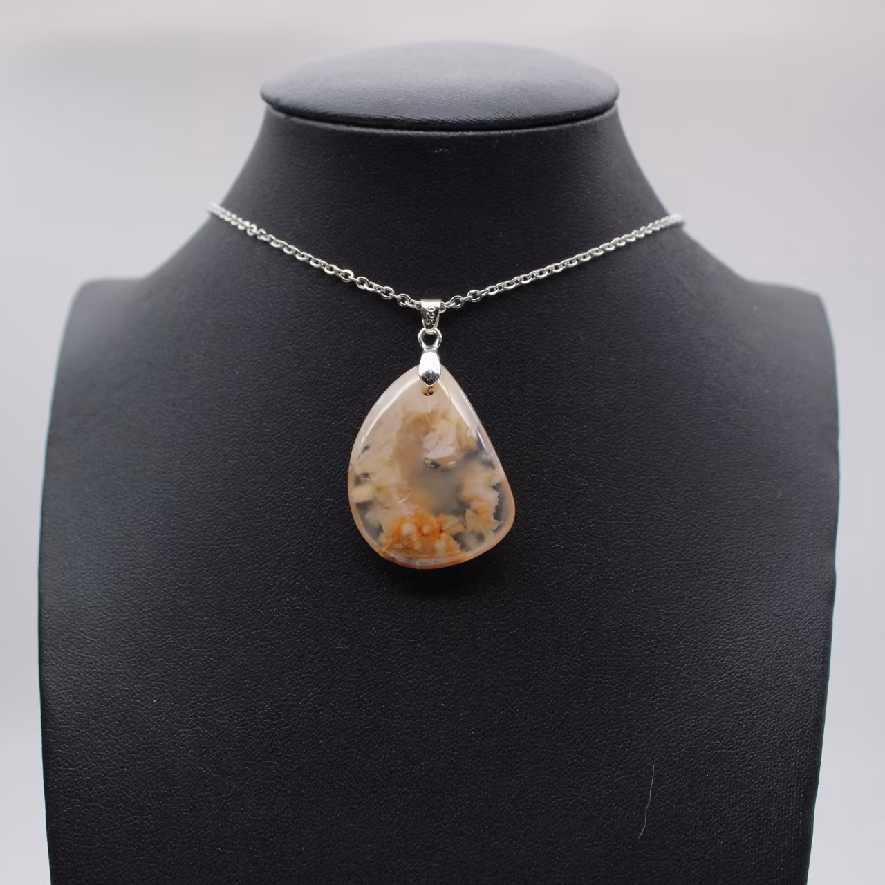 Teardrop Flower Agate Pendant