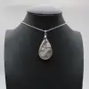 Teardrop Flower Agate Pendant - 0
