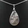 Teardrop Flower Agate Pendant - 1