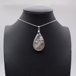 Teardrop Flower Agate Pendant