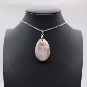 Oval Flower Agate Pendant