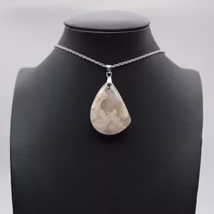Teardrop Flower Agate Pendant