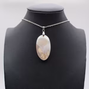 Oval Flower Agate Pendant