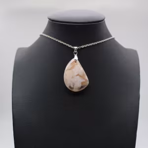 Teardrop Flower Agate Pendant
