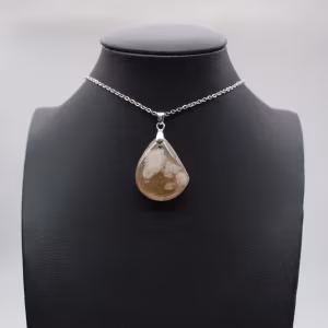 Flower Agate Teardrop Pendant