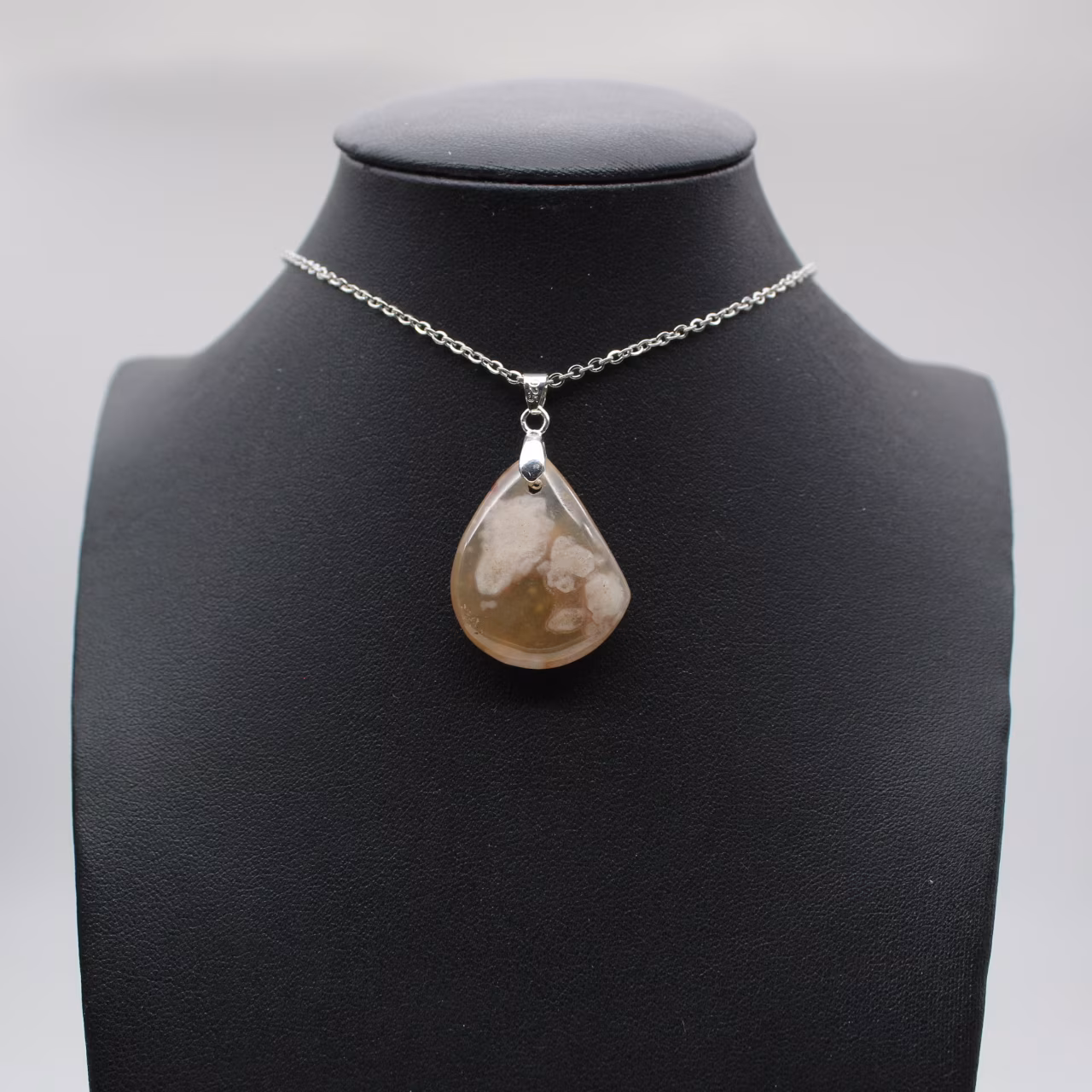 Flower Agate Teardrop Pendant