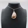 Flower Agate Teardrop Pendant - 0