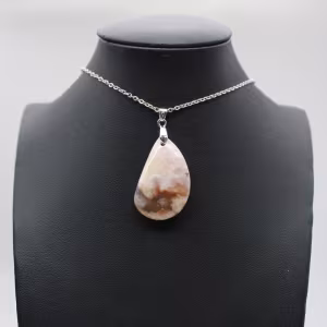 Flower Agate Teardrop Pendant