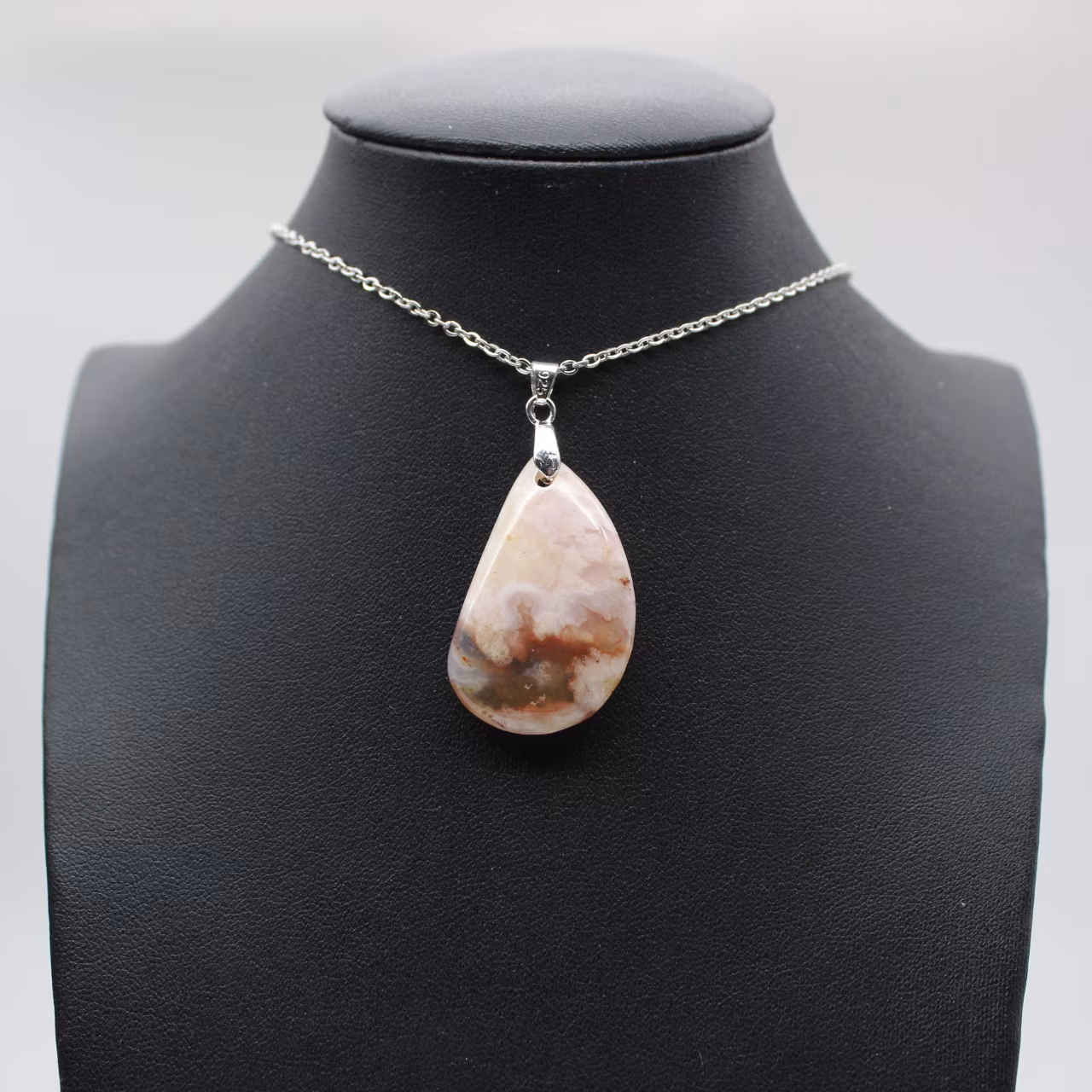 Flower Agate Teardrop Pendant