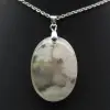 Oval Flower Agate Pendant - 1