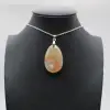 Flower Agate Teardrop Pendant - 0