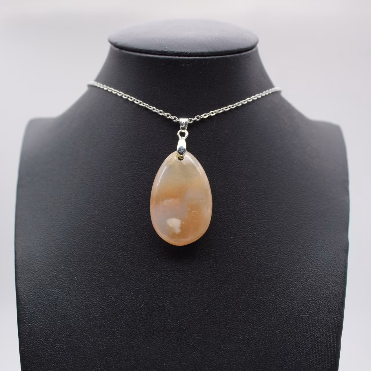 Flower Agate Teardrop Pendant
