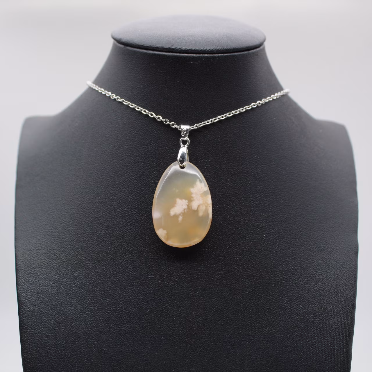 Flower Agate Teardrop Pendant