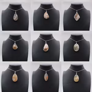 Teardrop Flower Agate Pendant