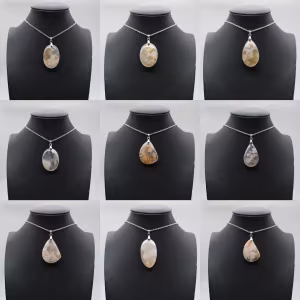 Oval Flower Agate Pendant