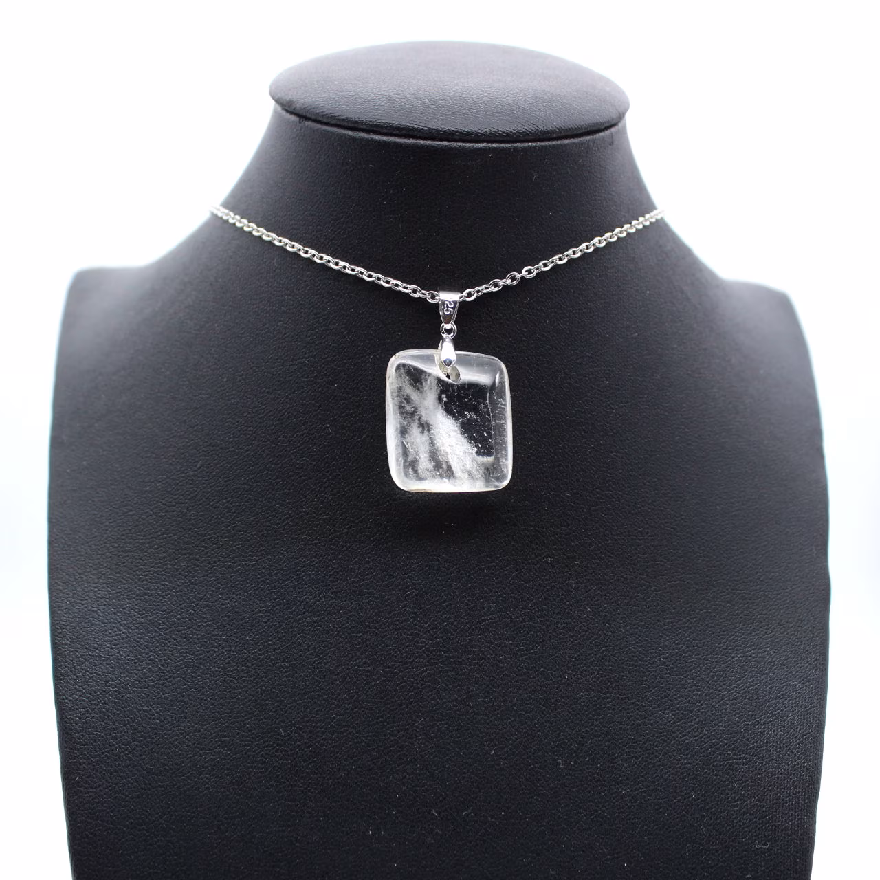 Polished rock crystal pendant