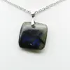 Natural labradorite square pendant - 1