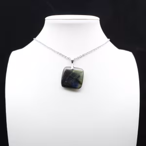 Natural labradorite square pendant