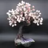 Mineral tree with amethyst base and rose quartz leaves - 0
