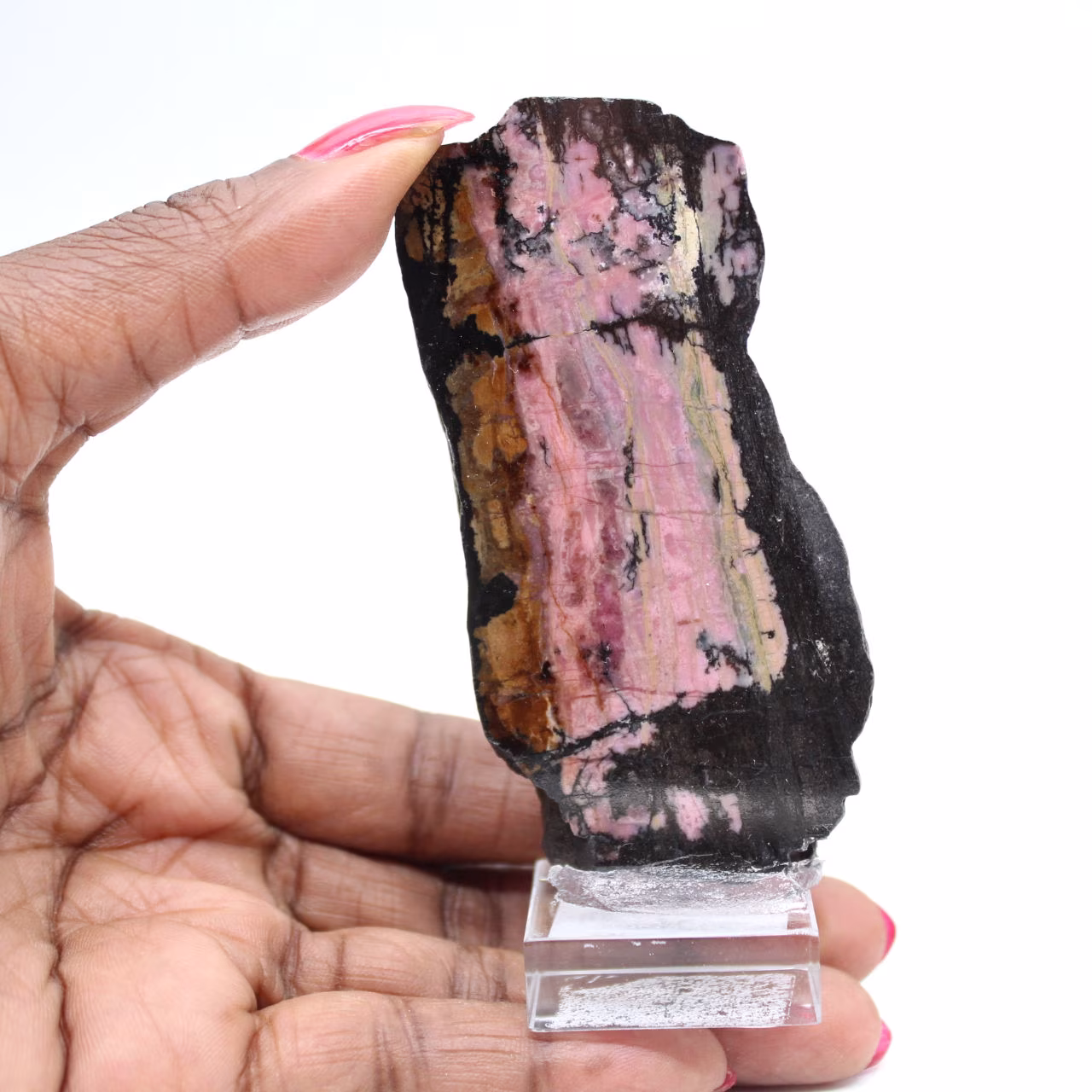 Natural Rhodonite stone raw and unique mineral