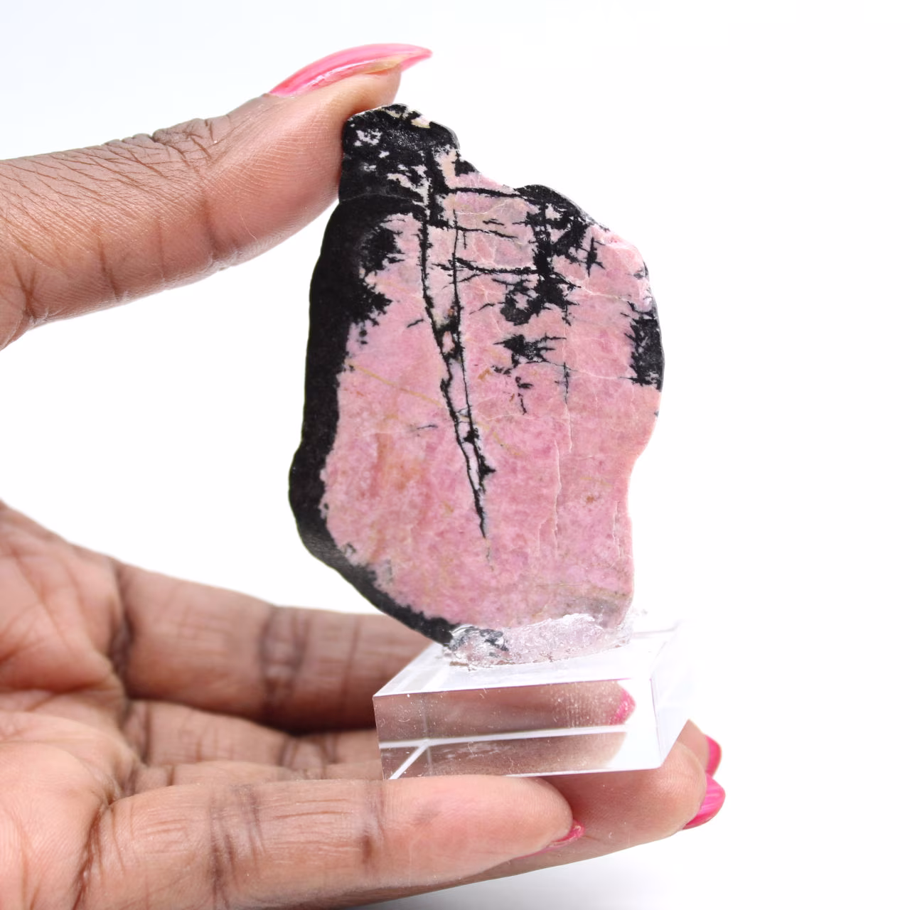 Rhodonite slice for decorative use