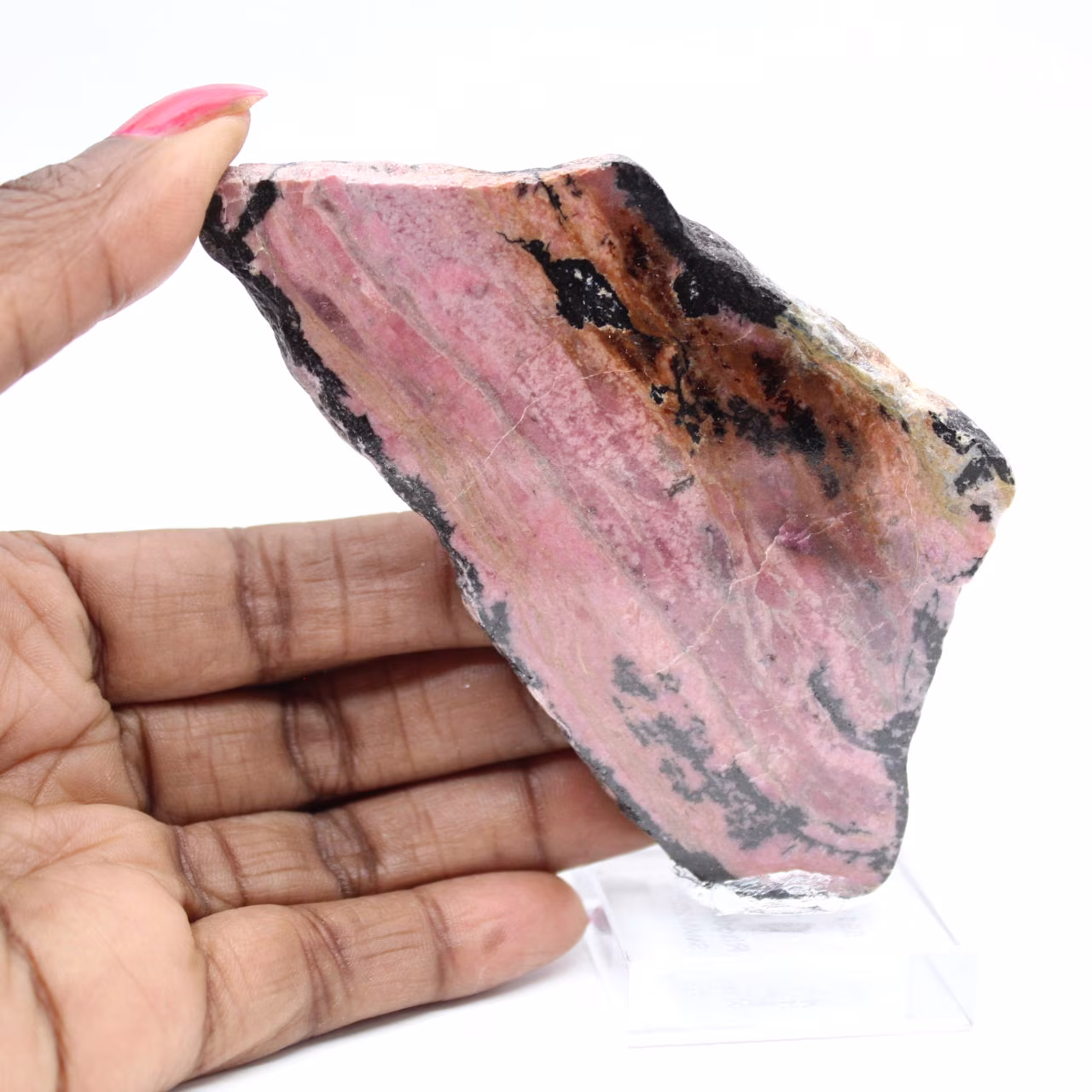 Rhodonite slice for decorative use