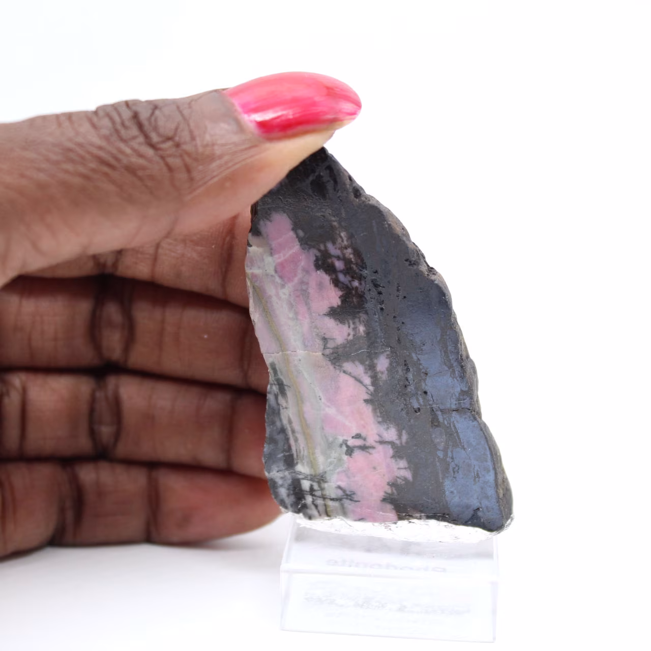 Authentic Rhodonite stone slice