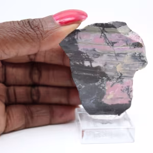 Authentic Rhodonite stone slice