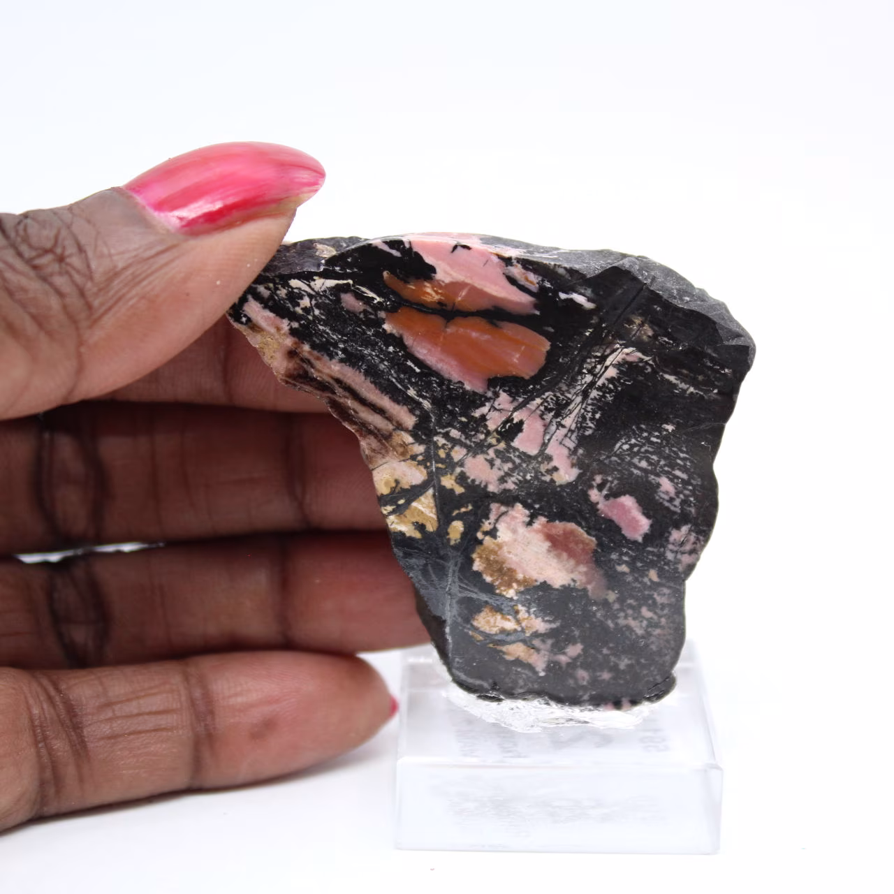 Authentic Rhodonite stone slice