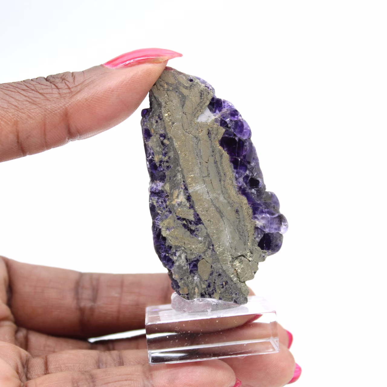 Polished Fluorite Pyrite stone slice