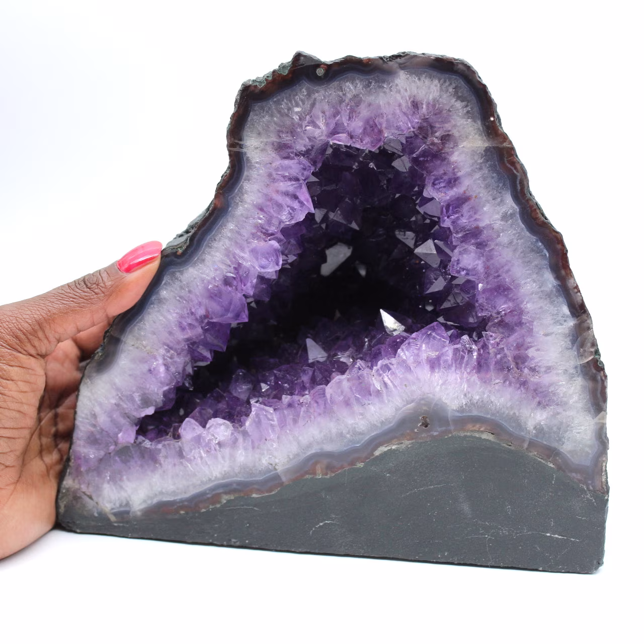  Brazilian amethyst geode with purple crystals for collector