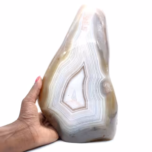 Polished natural carnelian, large mineral ornament from Madagascar