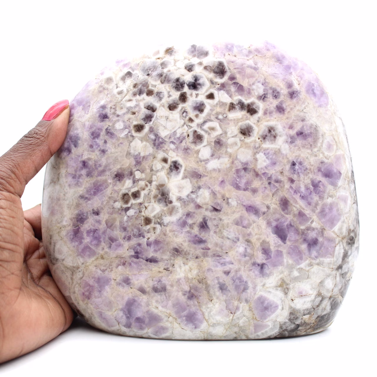 Polished amethyst, decorative natural stone, large specimen, Madagascar