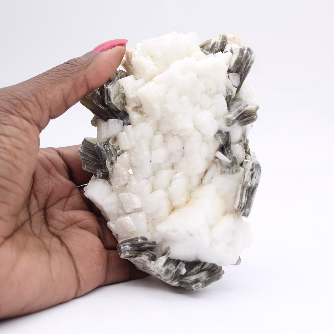 Small specimen of mica on white quartz