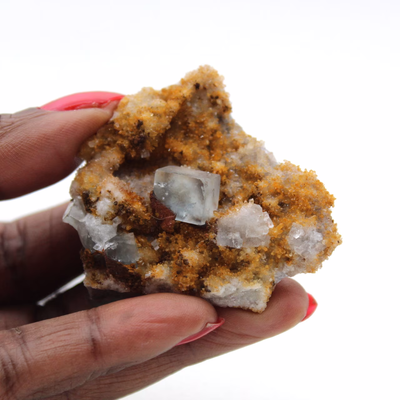Very small Fluorite specimen: Green crystals, Morocco