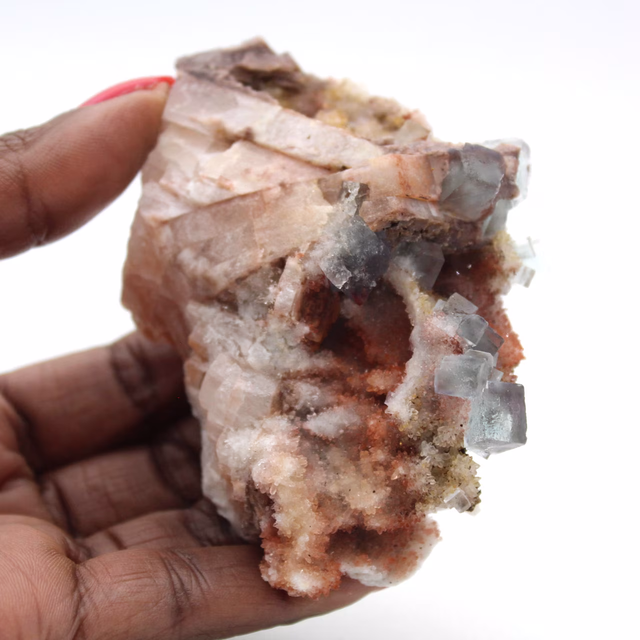 Raw Fluorite Crystals: Piece from Morocco on matrix